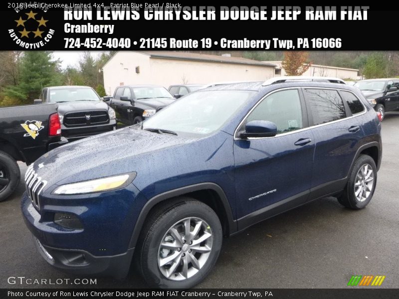 Patriot Blue Pearl / Black 2018 Jeep Cherokee Limited 4x4