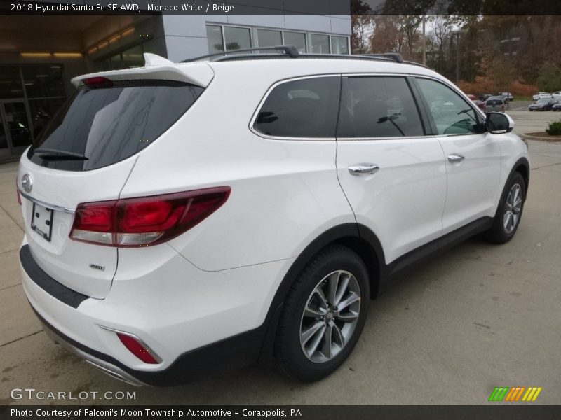 Monaco White / Beige 2018 Hyundai Santa Fe SE AWD