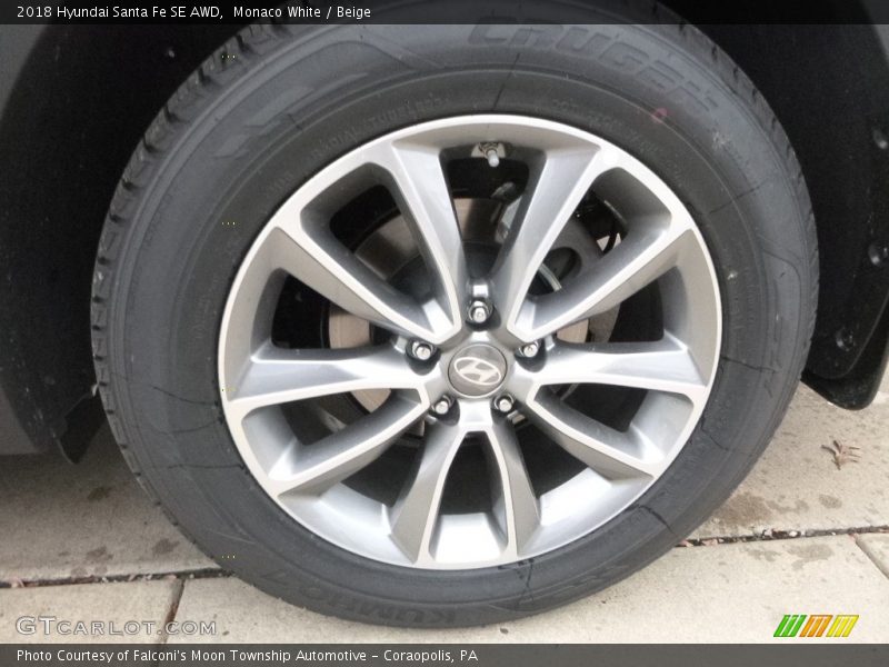 Monaco White / Beige 2018 Hyundai Santa Fe SE AWD
