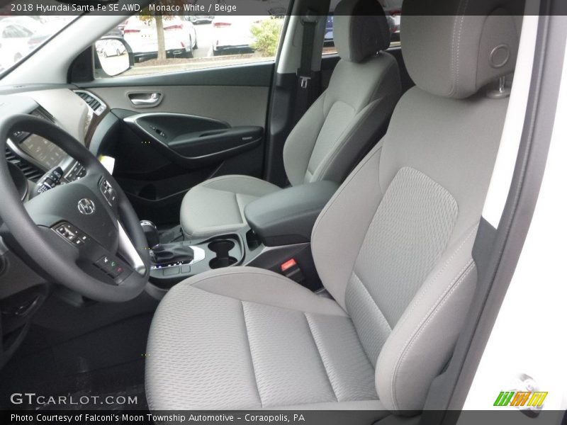 Monaco White / Beige 2018 Hyundai Santa Fe SE AWD