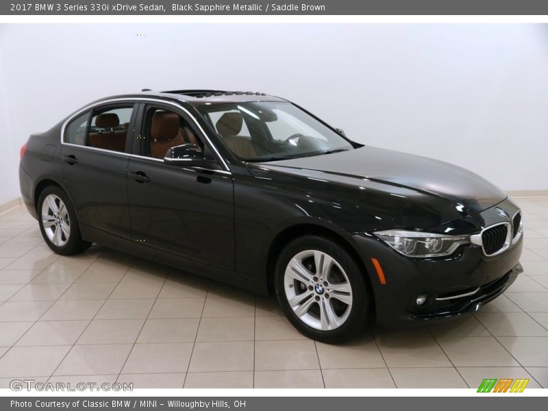 Black Sapphire Metallic / Saddle Brown 2017 BMW 3 Series 330i xDrive Sedan