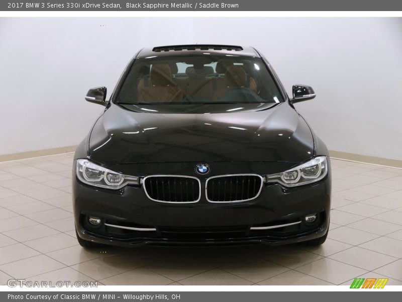 Black Sapphire Metallic / Saddle Brown 2017 BMW 3 Series 330i xDrive Sedan