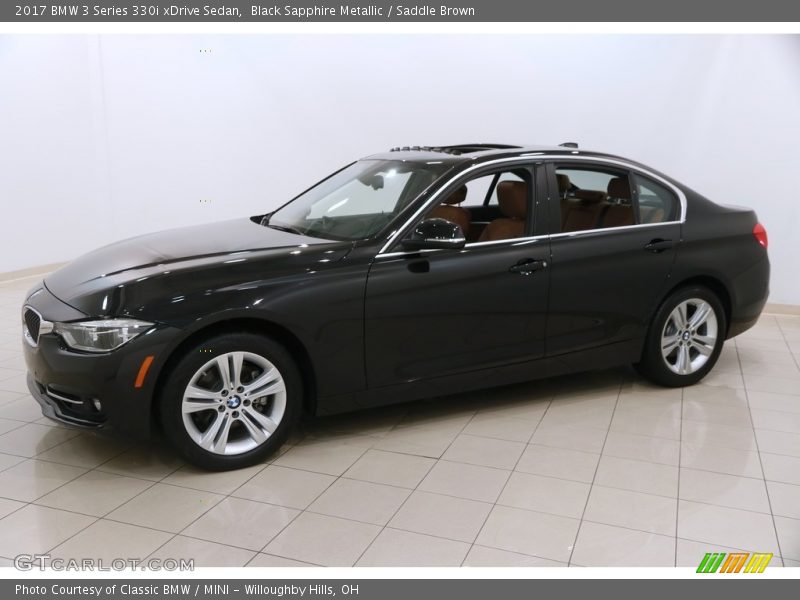 Black Sapphire Metallic / Saddle Brown 2017 BMW 3 Series 330i xDrive Sedan