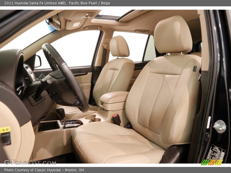 Pacific Blue Pearl / Beige 2011 Hyundai Santa Fe Limited AWD