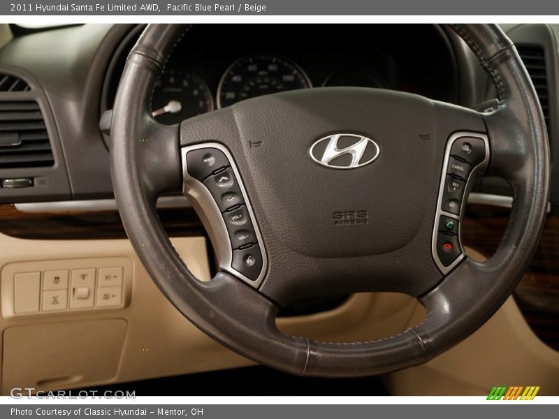 Pacific Blue Pearl / Beige 2011 Hyundai Santa Fe Limited AWD