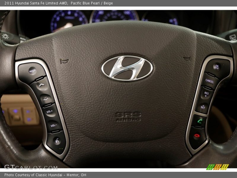 Pacific Blue Pearl / Beige 2011 Hyundai Santa Fe Limited AWD