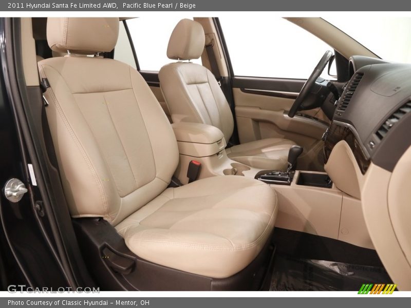 Pacific Blue Pearl / Beige 2011 Hyundai Santa Fe Limited AWD