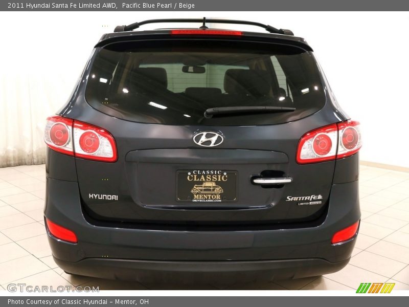 Pacific Blue Pearl / Beige 2011 Hyundai Santa Fe Limited AWD