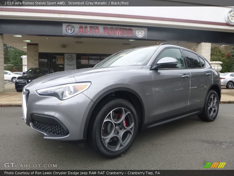 Stromboli Gray Metallic / Black/Red 2018 Alfa Romeo Stelvio Sport AWD