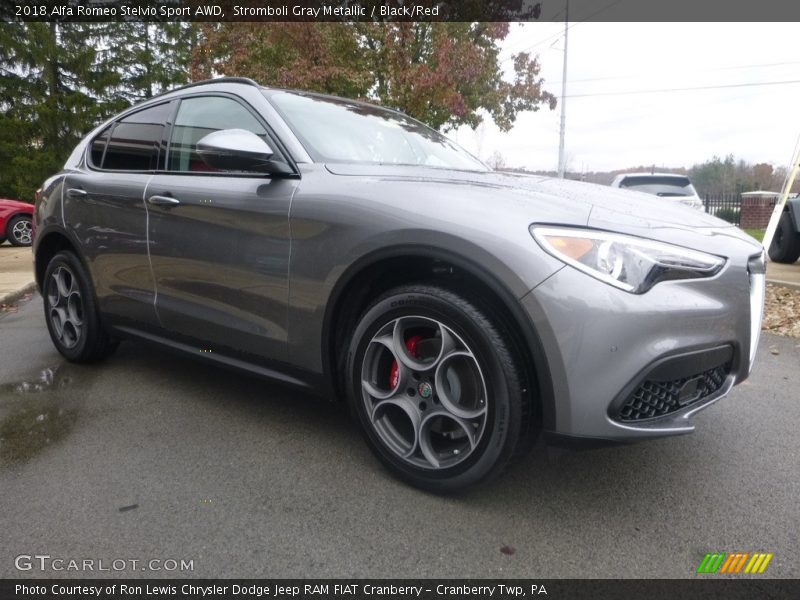 Stromboli Gray Metallic / Black/Red 2018 Alfa Romeo Stelvio Sport AWD