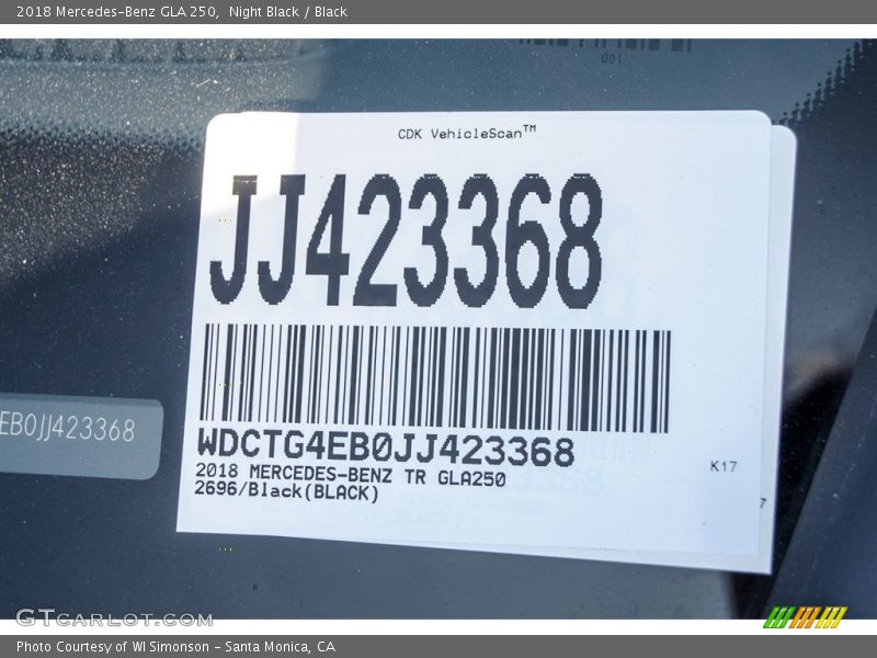 Night Black / Black 2018 Mercedes-Benz GLA 250