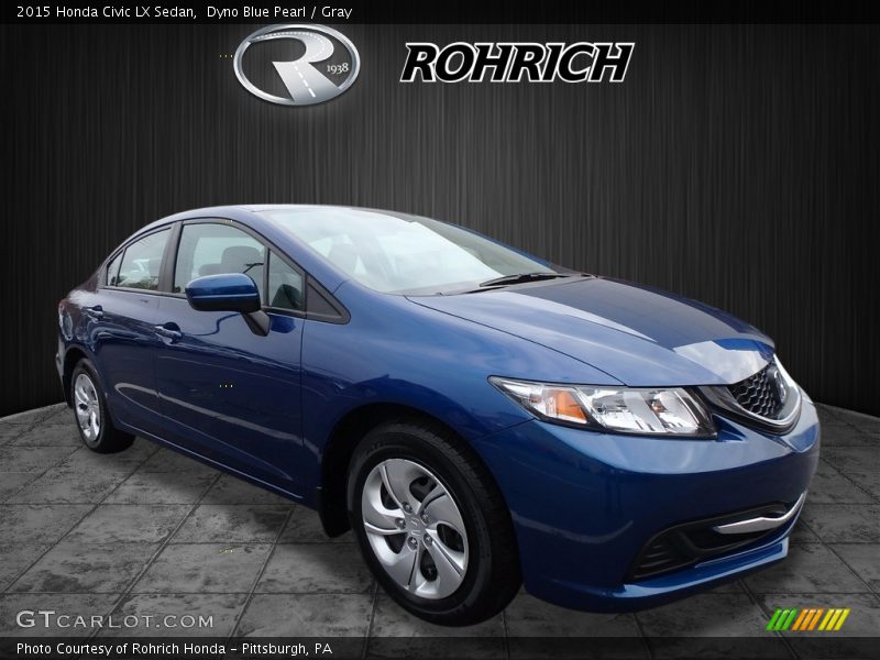 Dyno Blue Pearl / Gray 2015 Honda Civic LX Sedan