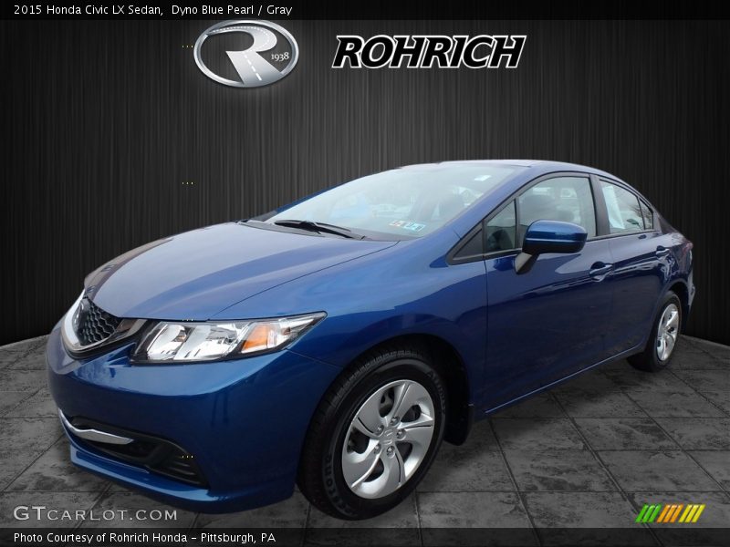 Dyno Blue Pearl / Gray 2015 Honda Civic LX Sedan