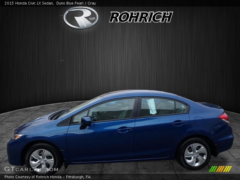 Dyno Blue Pearl / Gray 2015 Honda Civic LX Sedan