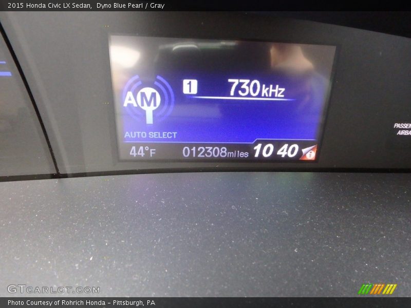 Dyno Blue Pearl / Gray 2015 Honda Civic LX Sedan