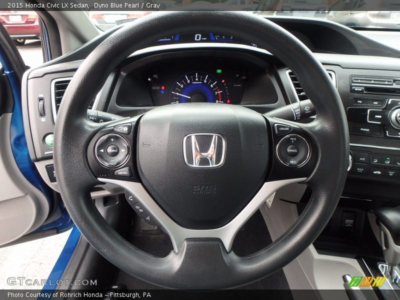 Dyno Blue Pearl / Gray 2015 Honda Civic LX Sedan