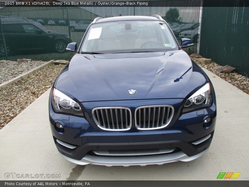Deep Sea Blue Metallic / Oyster/Orange-Black Piping 2015 BMW X1 xDrive28i