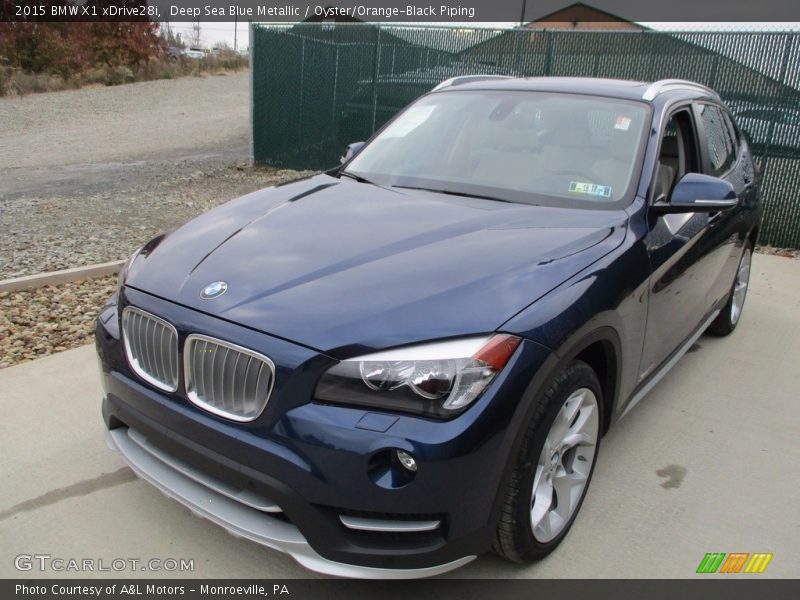 Deep Sea Blue Metallic / Oyster/Orange-Black Piping 2015 BMW X1 xDrive28i