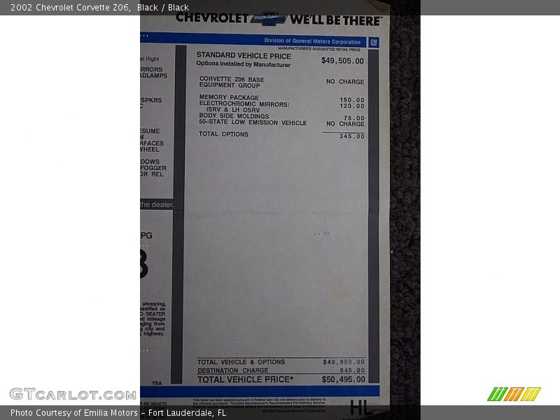Black / Black 2002 Chevrolet Corvette Z06