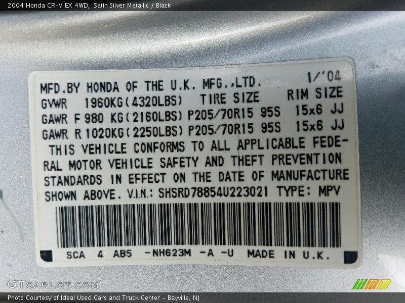 Satin Silver Metallic / Black 2004 Honda CR-V EX 4WD