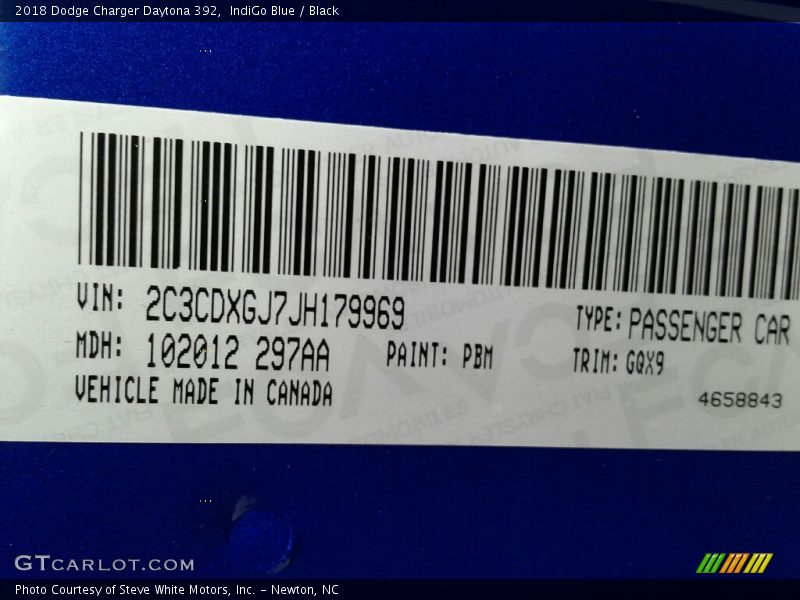 IndiGo Blue / Black 2018 Dodge Charger Daytona 392