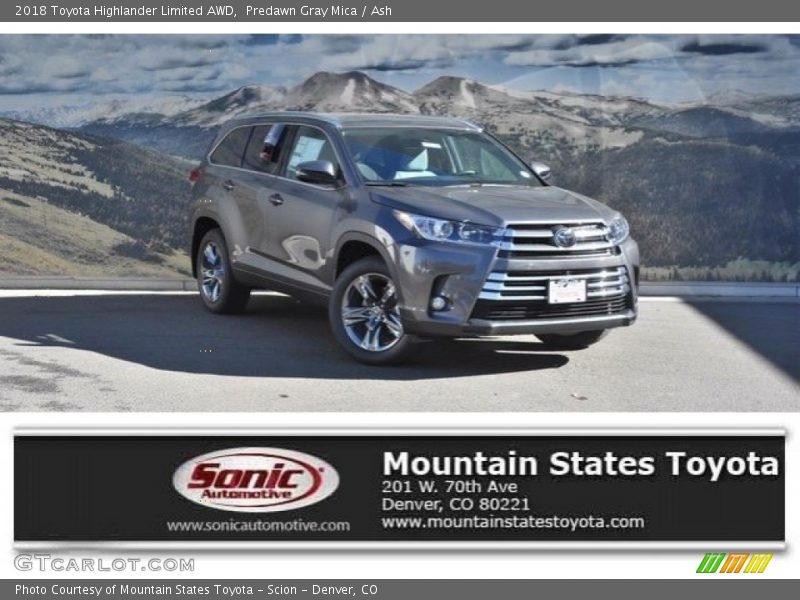 Predawn Gray Mica / Ash 2018 Toyota Highlander Limited AWD