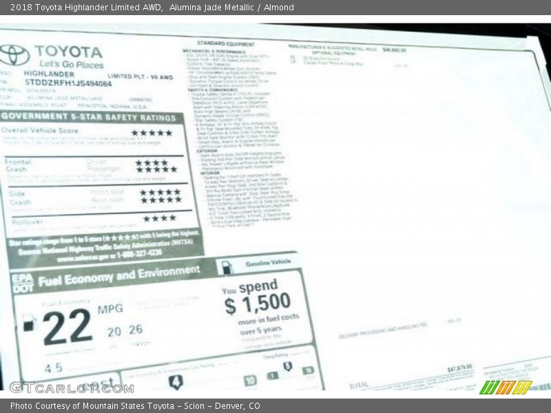 Alumina Jade Metallic / Almond 2018 Toyota Highlander Limited AWD