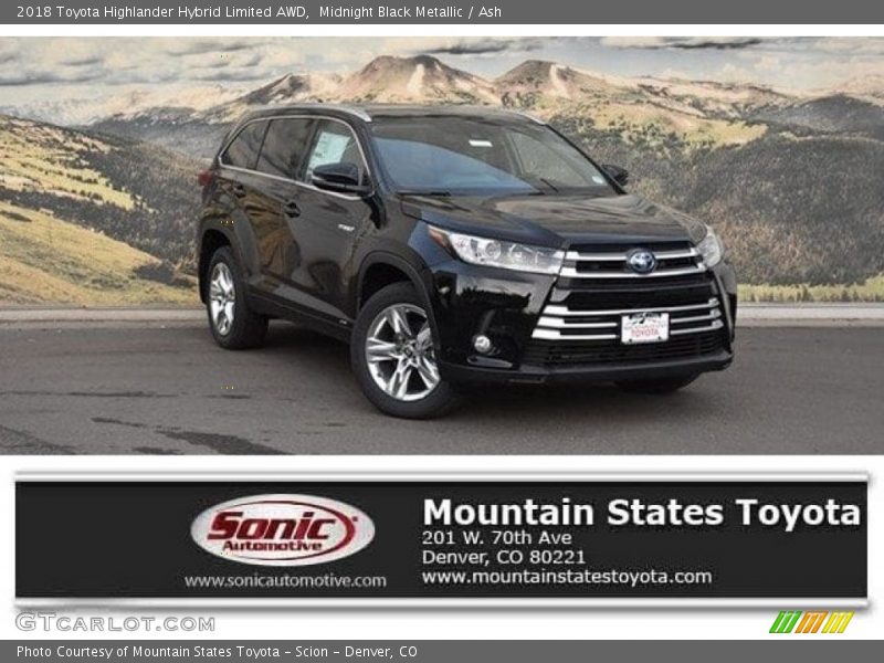 Midnight Black Metallic / Ash 2018 Toyota Highlander Hybrid Limited AWD