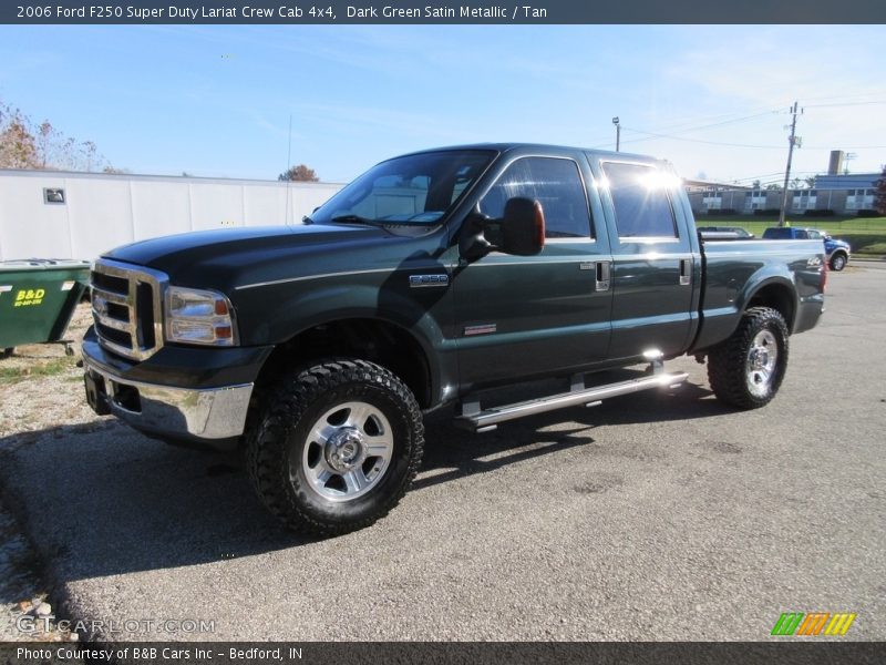 Dark Green Satin Metallic / Tan 2006 Ford F250 Super Duty Lariat Crew Cab 4x4