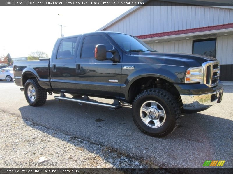 Dark Green Satin Metallic / Tan 2006 Ford F250 Super Duty Lariat Crew Cab 4x4