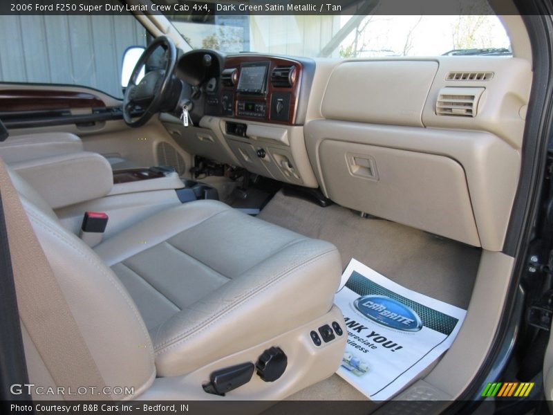 Dark Green Satin Metallic / Tan 2006 Ford F250 Super Duty Lariat Crew Cab 4x4