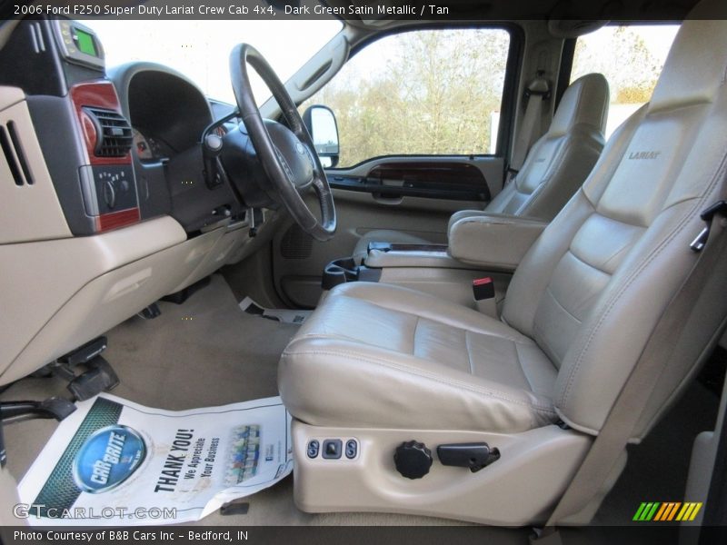 Dark Green Satin Metallic / Tan 2006 Ford F250 Super Duty Lariat Crew Cab 4x4