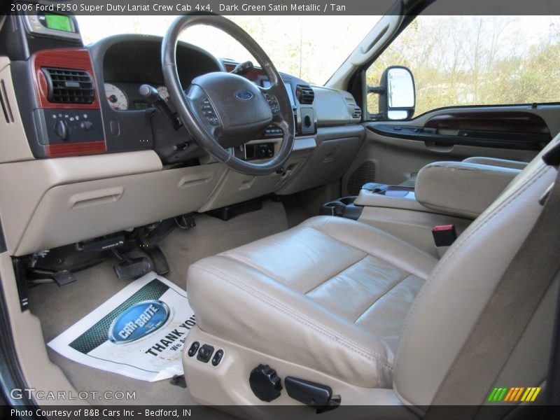 Dark Green Satin Metallic / Tan 2006 Ford F250 Super Duty Lariat Crew Cab 4x4