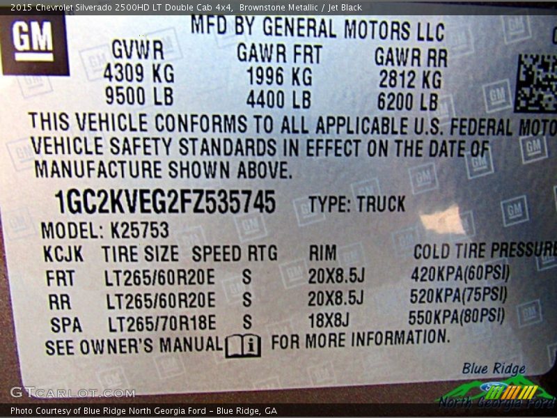 Brownstone Metallic / Jet Black 2015 Chevrolet Silverado 2500HD LT Double Cab 4x4