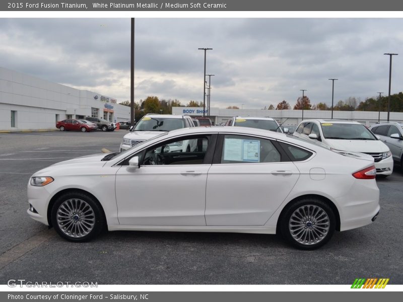 White Platinum Metallic / Medium Soft Ceramic 2015 Ford Fusion Titanium