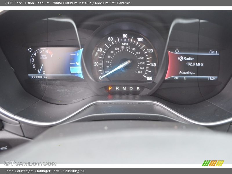 White Platinum Metallic / Medium Soft Ceramic 2015 Ford Fusion Titanium