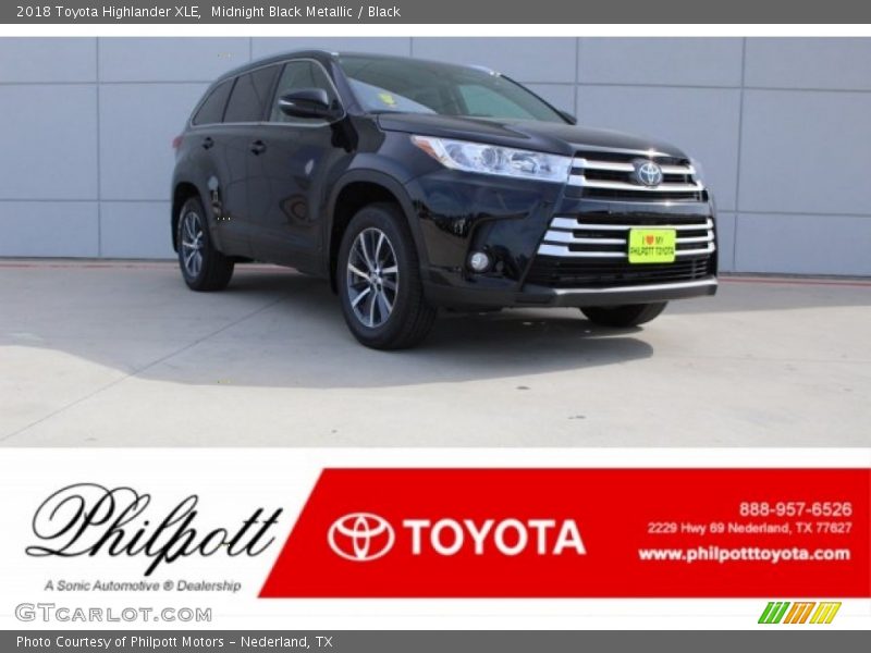 Midnight Black Metallic / Black 2018 Toyota Highlander XLE
