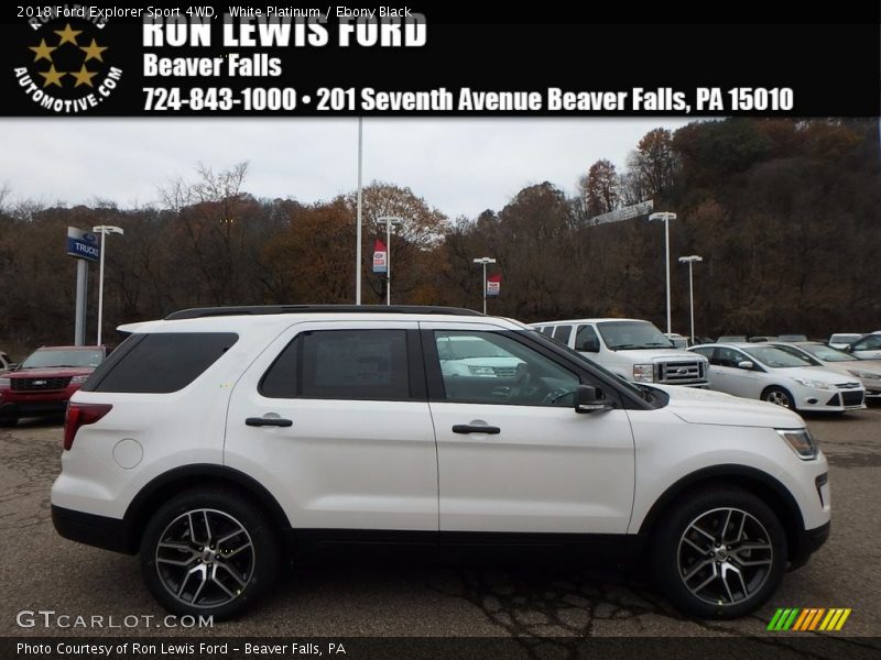 White Platinum / Ebony Black 2018 Ford Explorer Sport 4WD