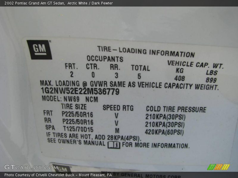 Arctic White / Dark Pewter 2002 Pontiac Grand Am GT Sedan