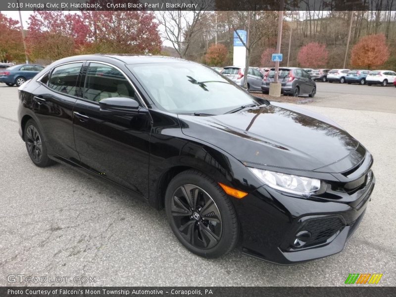 Crystal Black Pearl / Black/Ivory 2018 Honda Civic EX Hatchback
