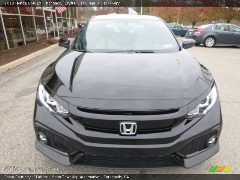 Crystal Black Pearl / Black/Ivory 2018 Honda Civic EX Hatchback