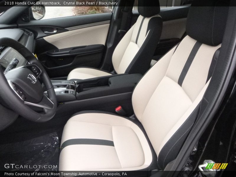 Crystal Black Pearl / Black/Ivory 2018 Honda Civic EX Hatchback
