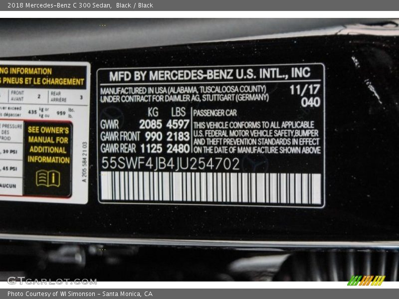 Black / Black 2018 Mercedes-Benz C 300 Sedan