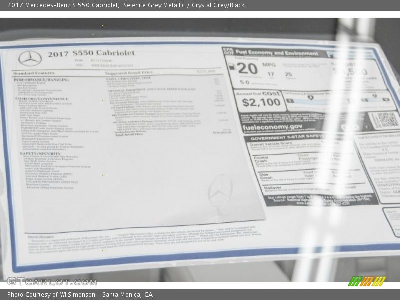 Selenite Grey Metallic / Crystal Grey/Black 2017 Mercedes-Benz S 550 Cabriolet