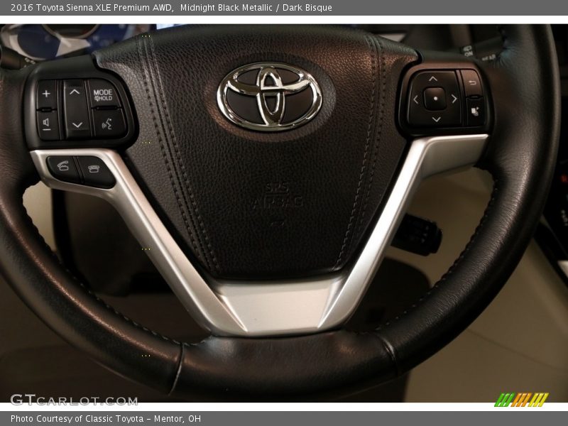 Midnight Black Metallic / Dark Bisque 2016 Toyota Sienna XLE Premium AWD