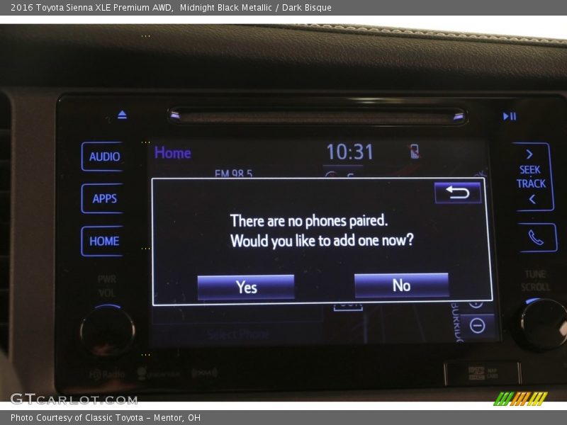 Midnight Black Metallic / Dark Bisque 2016 Toyota Sienna XLE Premium AWD
