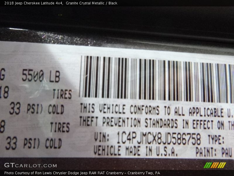 Granite Crystal Metallic / Black 2018 Jeep Cherokee Latitude 4x4