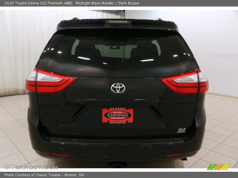 Midnight Black Metallic / Dark Bisque 2016 Toyota Sienna XLE Premium AWD