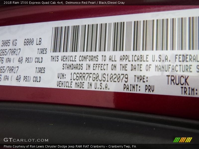 Delmonico Red Pearl / Black/Diesel Gray 2018 Ram 1500 Express Quad Cab 4x4