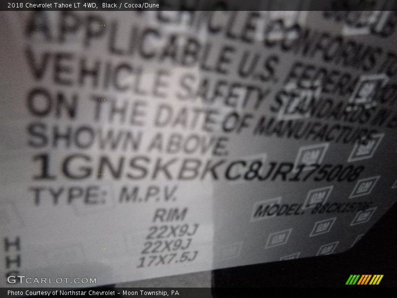 Black / Cocoa/Dune 2018 Chevrolet Tahoe LT 4WD